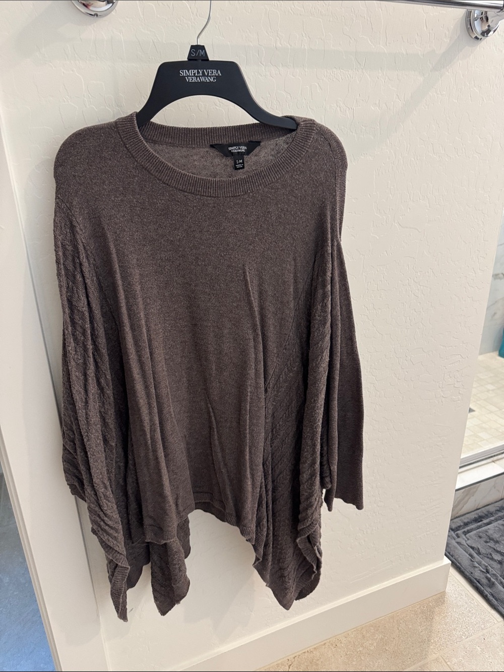 Simply Vera Vera Wang Brown Knit Poncho Sweater